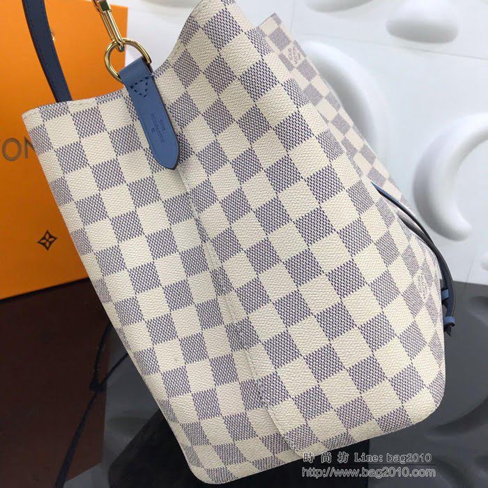 路易威登LV女包 頂級原單 M44022白格藍色 Noé系列  經典實用款 新潮水桶包 斜挎包  ydh2699